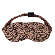 Luxury Pink Leopard Pure Mulberry 22 momme Silk Eye Mask with Custom Tag